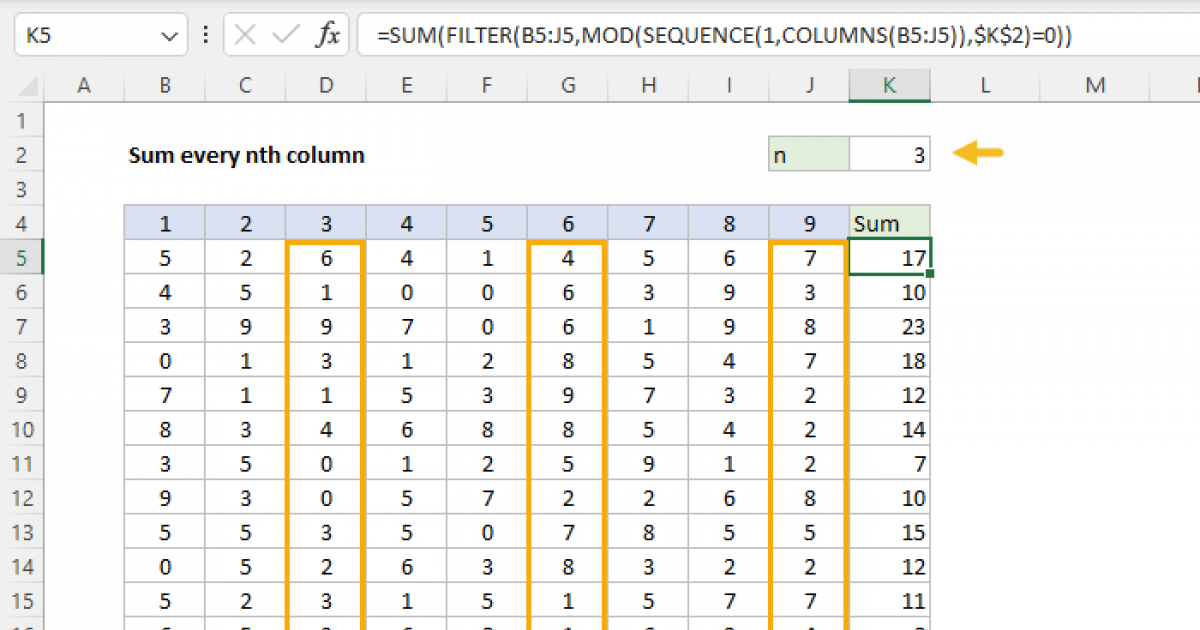 Sum Every Nth Column Excel Formula Exceljet 8077